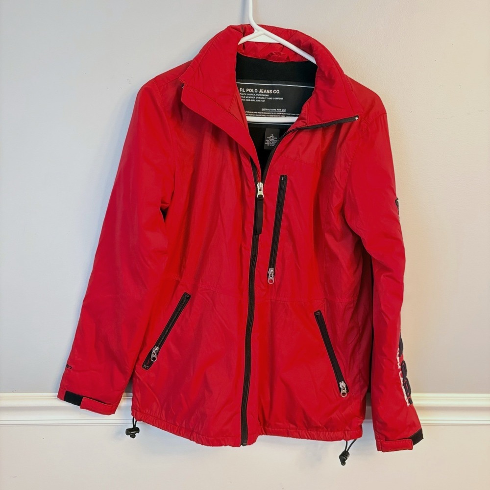 VTG Polo Ralph Lauren Red Windbreaker Jacket Technical Utility Gorpcore Small